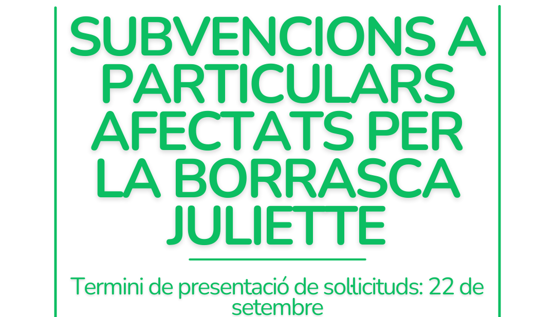 Oberta la convocatòria de subvencions a particulars afectats per la borrasca Juliette